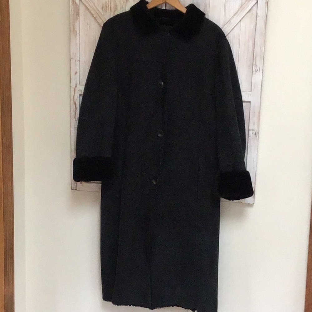 Long Black Shearling coat from Barney’s, NY